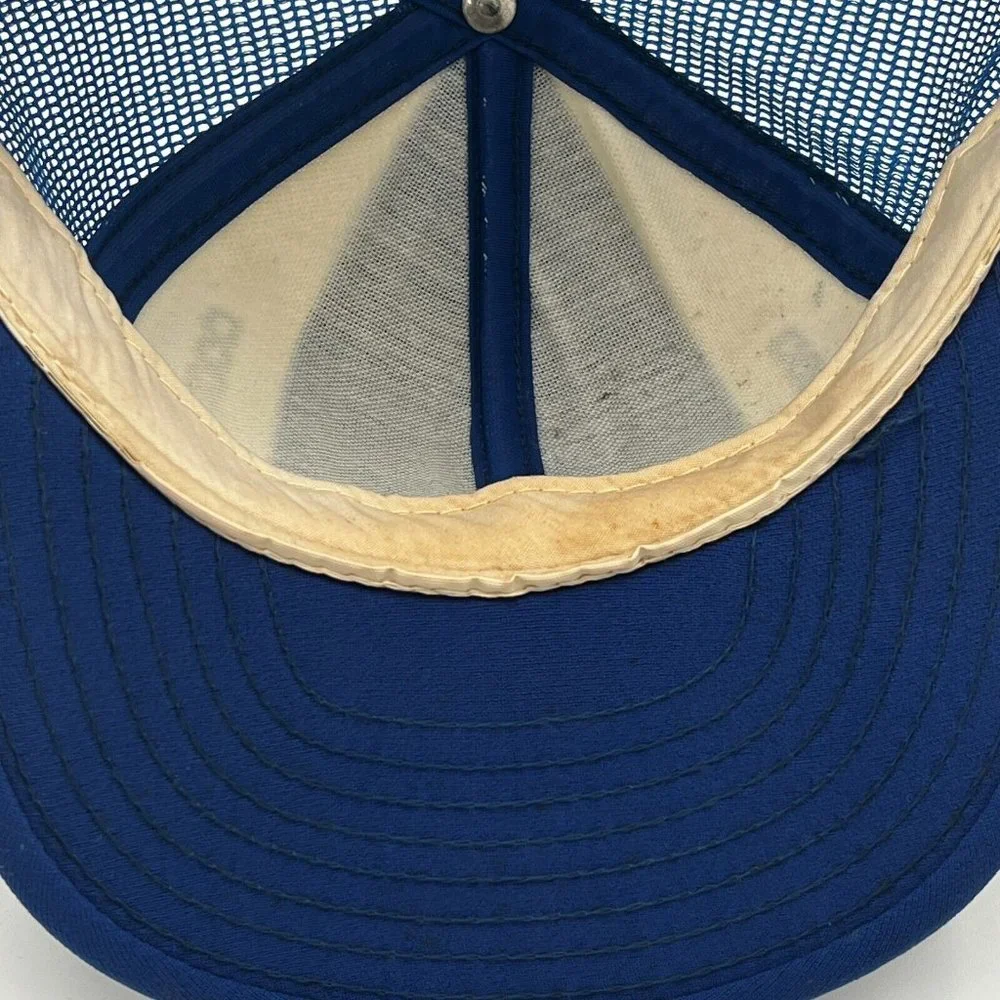 Vtg‎ AJD Lucky Stripes Los Angeles Dodgers Trucker Hat Blue White Snapback USA
